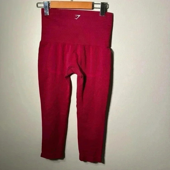 Gymshark Energy Seamless Crop LeggingsRed/Pink Athletic Wear Gym Sz S - Picture 5 of 6